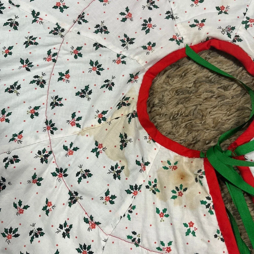 Handmade Christmas Tree‎ Skirt 54in Multicolor Patchwork Quilted Holiday